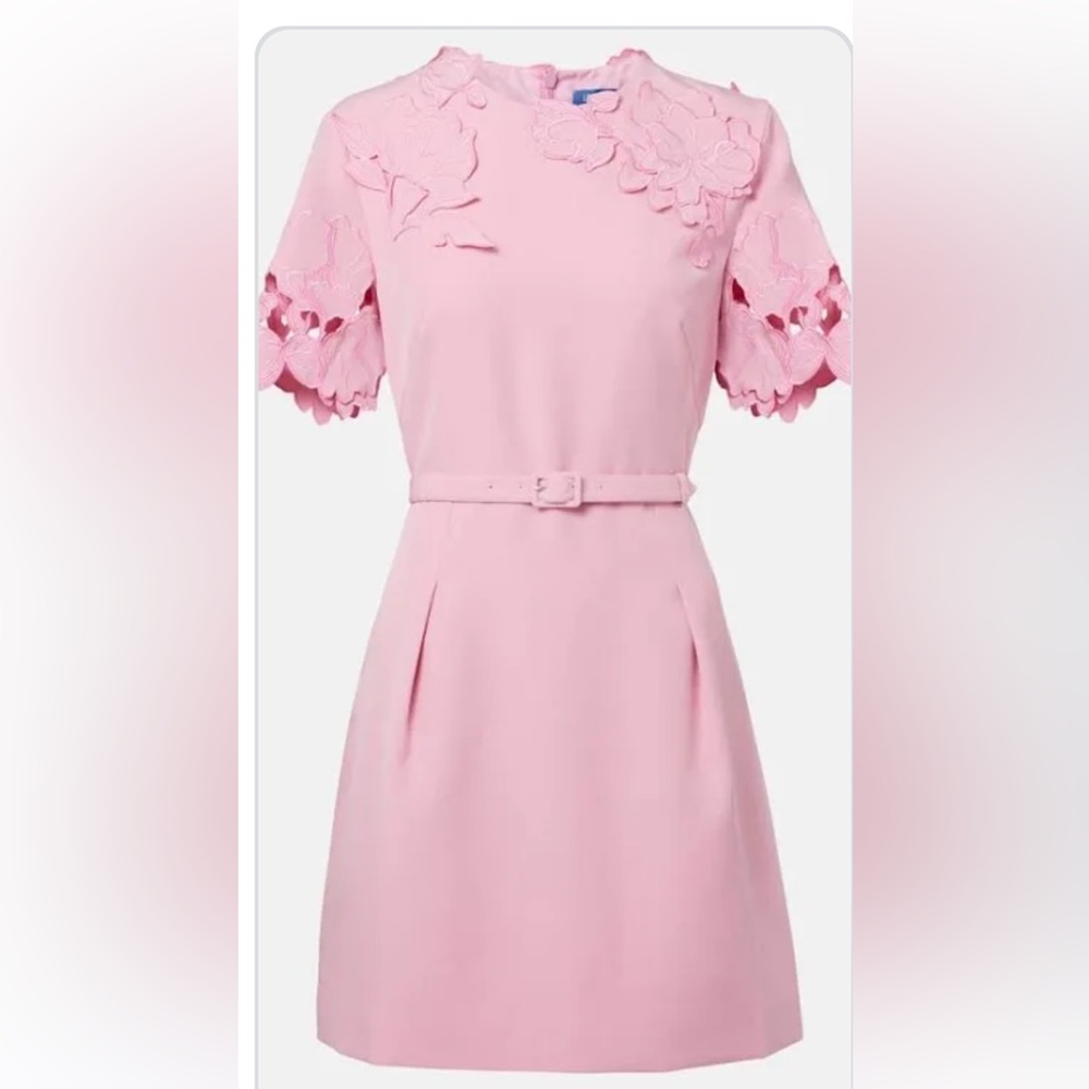 Leo Lin Aurelie floral-appliqué pink dress